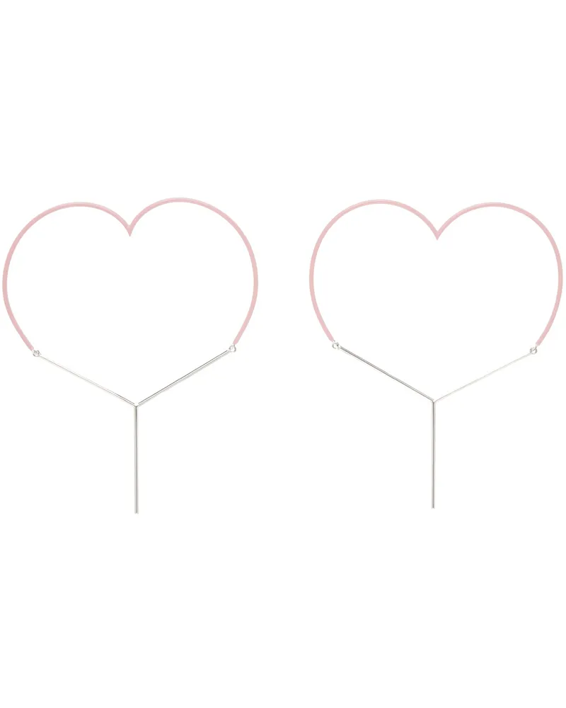 Y/PROJECT Pink Maxi 'Y' Heart Earrings Pink