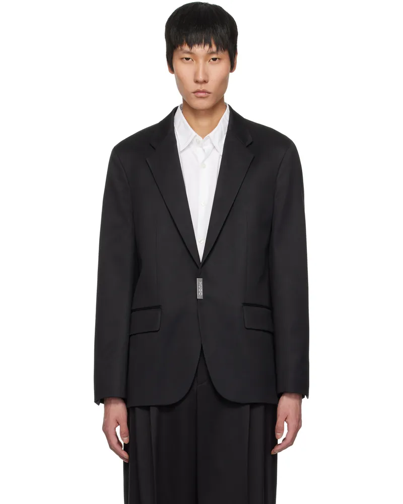 HUGO BOSS Black Slim-Fit Metallic Logo Closure Blazer 001-black