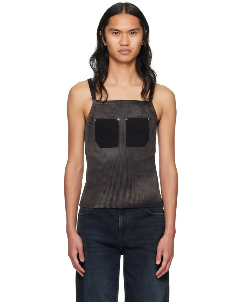 Dion Lee Black Rivet Pocket Tank Top Washed