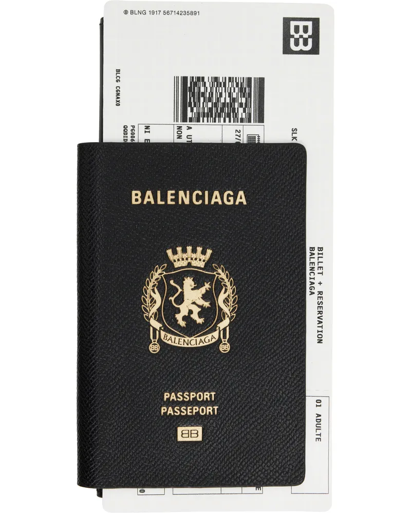 Balenciaga Black Passport Long 1 Ticket Wallet 1000