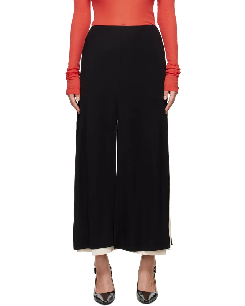 BITE Studios Black Incise Multi-Slit Midi Skirt Black