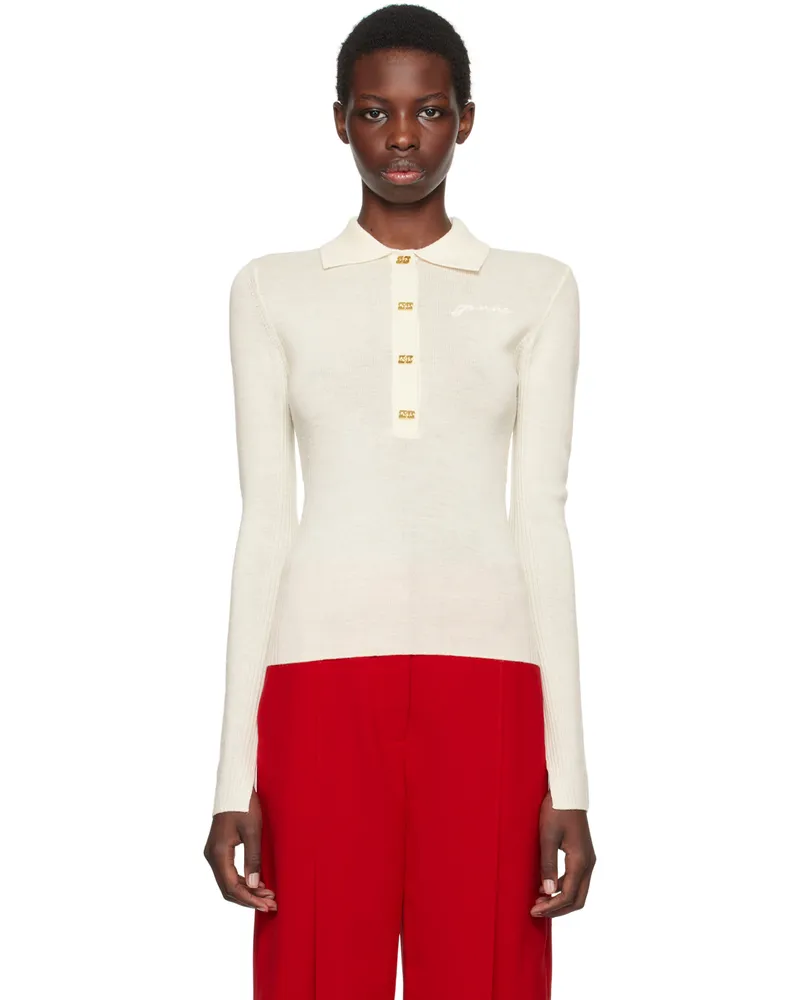 Ganni Off-White Placket Polo 135