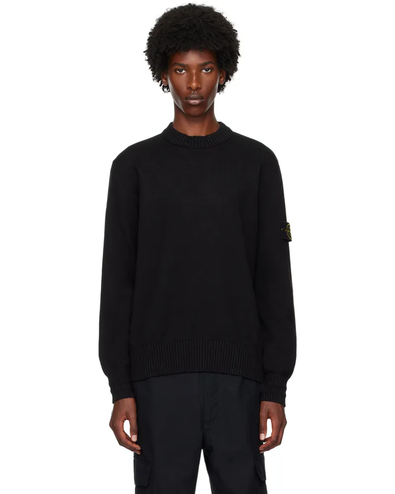 Stone Island Black Logo Patch Sweater Vblack