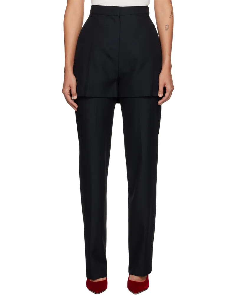 pushBUTTON Navy Shorts Layered Trousers Navy