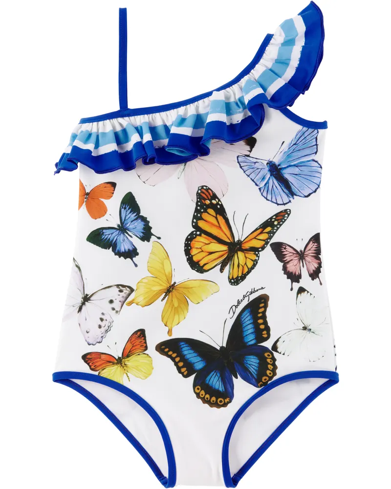 Dolce & Gabbana Kids Navy & White Butterfly-Print One-Piece Swimsuit Hb5kb
