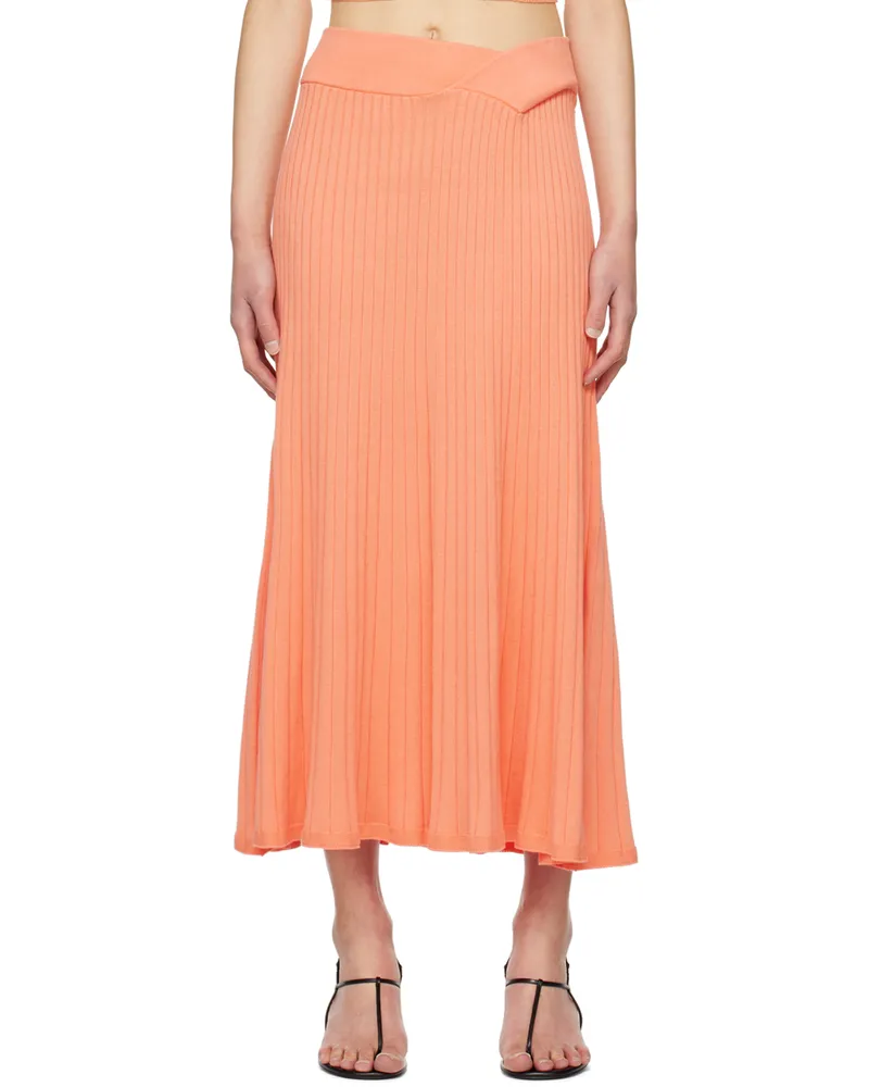Anna Quan Orange Celeste Midi Skirt Coral