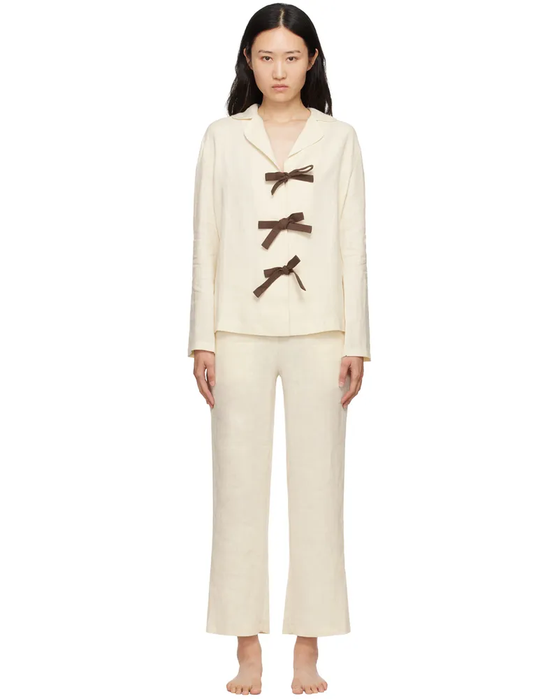 SLEEPER Off-White 'The Bow' Pyjama Set Milk