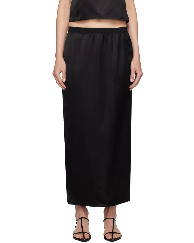 WARDROBE.NYC Black Slip Midi Skirt Black