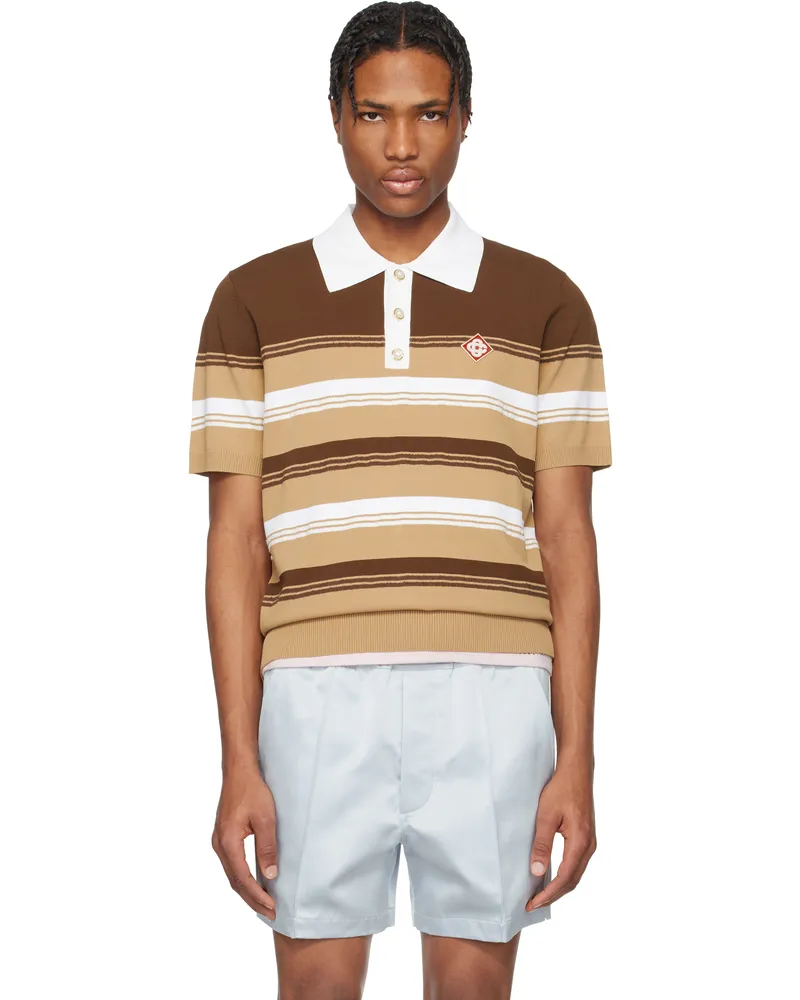 Casablanca Paris Brown Stripe Polo Beige