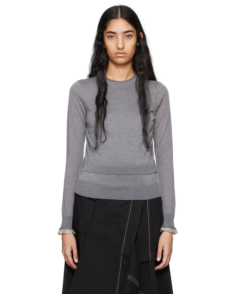 3.1 phillip lim Gray Layered Wool & Silk Sweater Da047