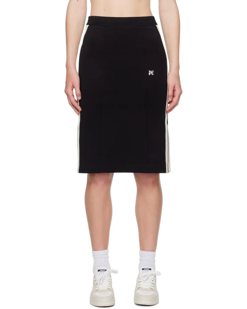 Palm Angels Black Monogram Midi Skirt Black