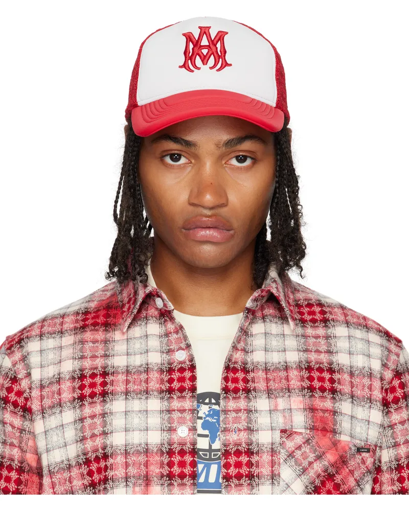 Amiri Red MA Two Tone Trucker Cap Red