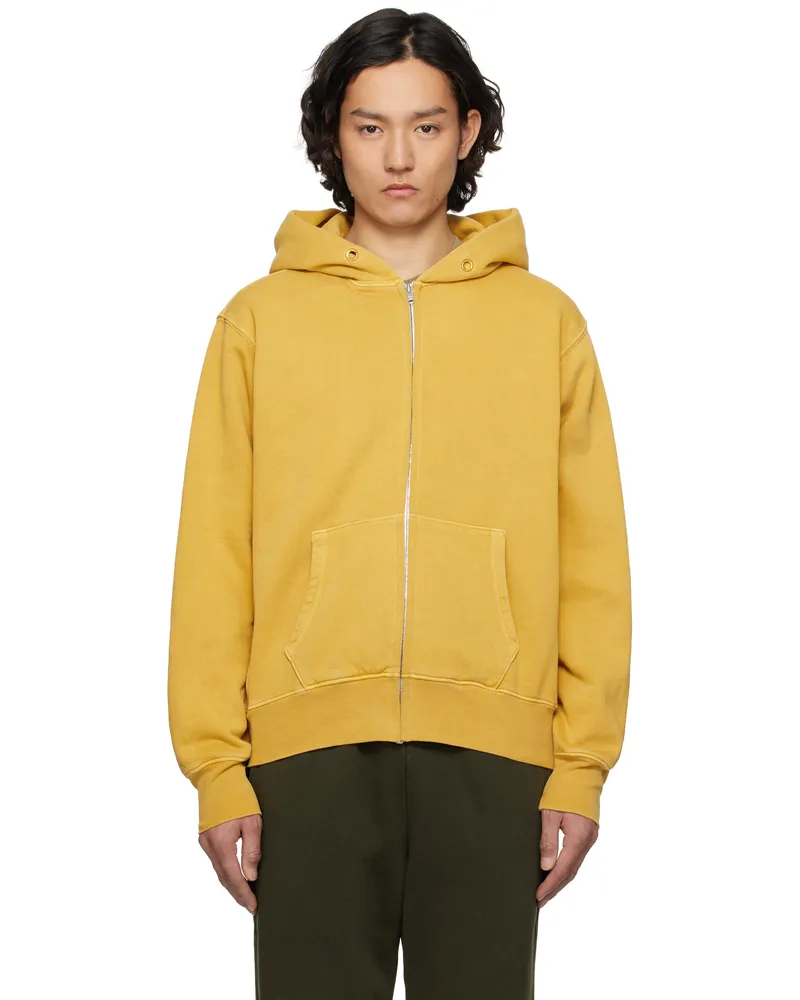 LES TIEN Yellow Heavyweight Zip Hoodie Washed