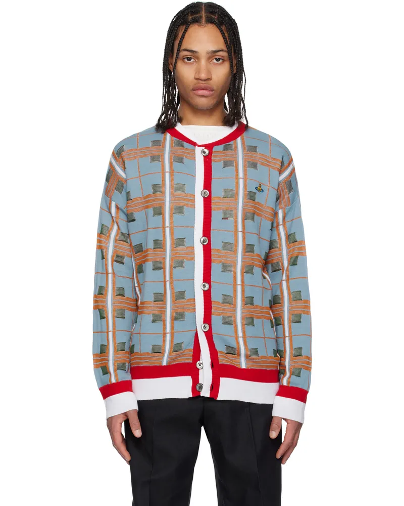 Vivienne Westwood Blue Tartan Cardigan Ss25-o102