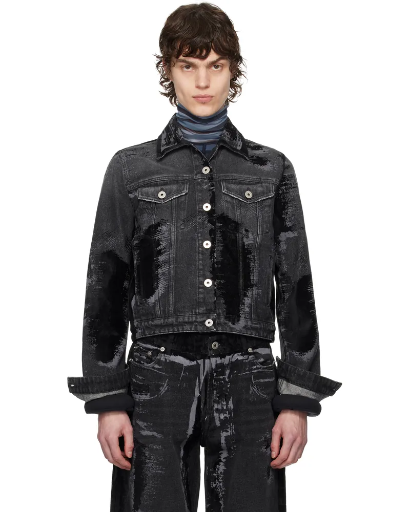 Jean Paul Gaultier Black 'The Flocked' Denim Jacket 06-vintageblack