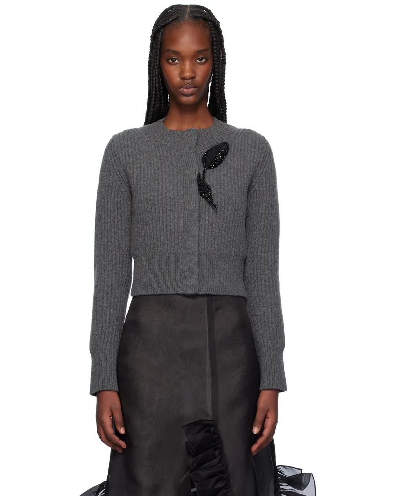 Erdem Gray Cropped Cardigan Grey