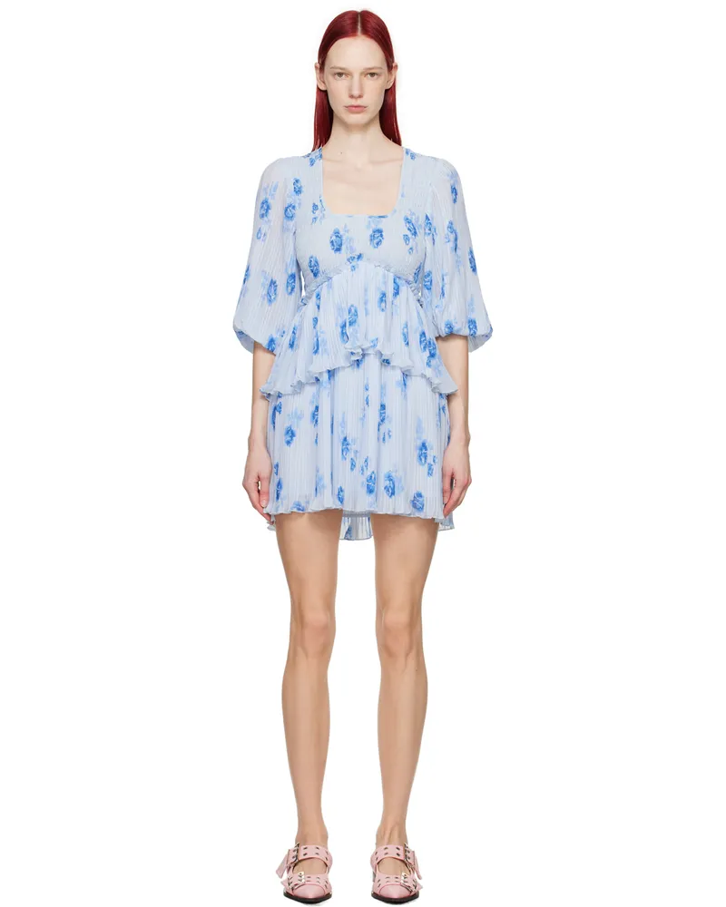 Ganni Blue Pleated Minidress 694