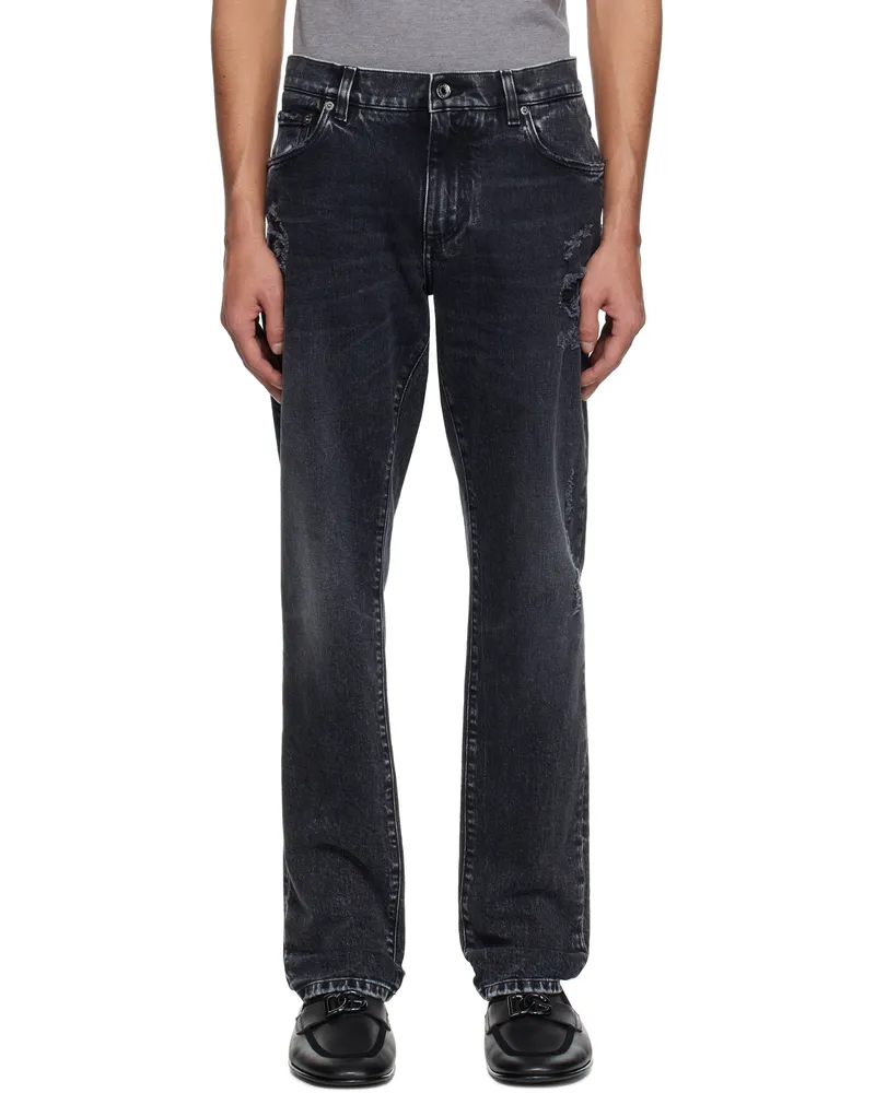 Dolce & Gabbana Black Distressed Jeans Variante