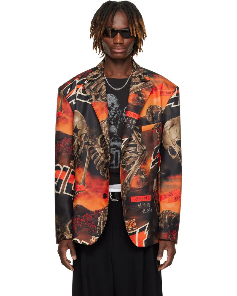 LU'U DAN Black & Orange Slim Jim Blazer Reaper