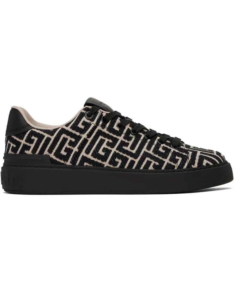 Balmain Black & Off-White B-Court Jacquard Monogram Sneakers Edk