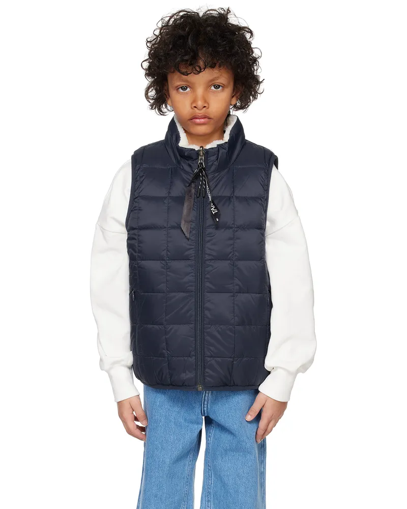 TAION Kids Navy & White Quilted Reversible Vest Navy