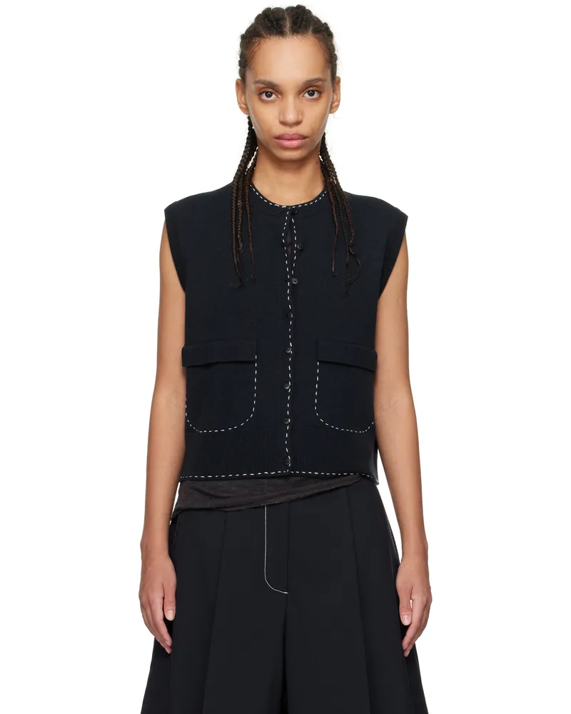 CORDERA Navy Merino Wool Stitched Vest Navy