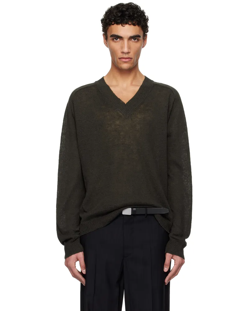 Our Legacy Khaki Rue V-Neck Sweater Nori