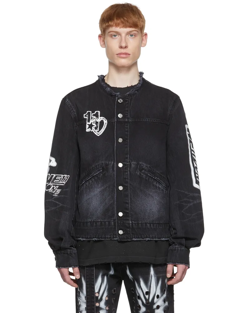 WE 11 DONE Black Faded Denim Jacket Wash
