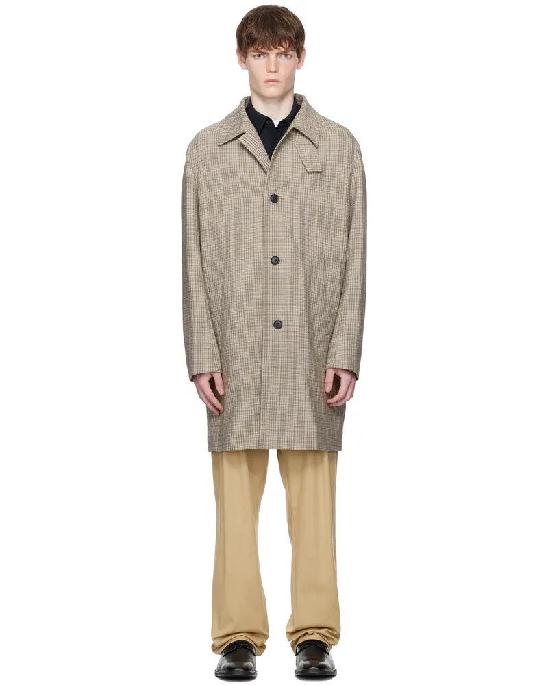 HUGO BOSS Brown Classic-Fit Check Pattern Coat 260-medium