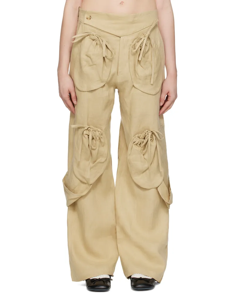 Strongthe Beige Pouch Trousers Beige