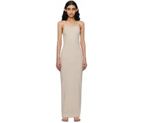 Beige Cotton Rib Long Cami Maxi Dress