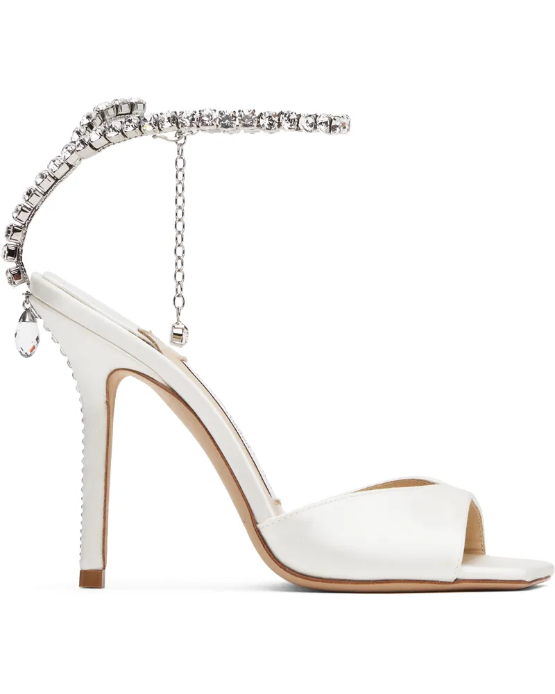 Jimmy Choo White Saeda 100 Heeled Sandals Ivory
