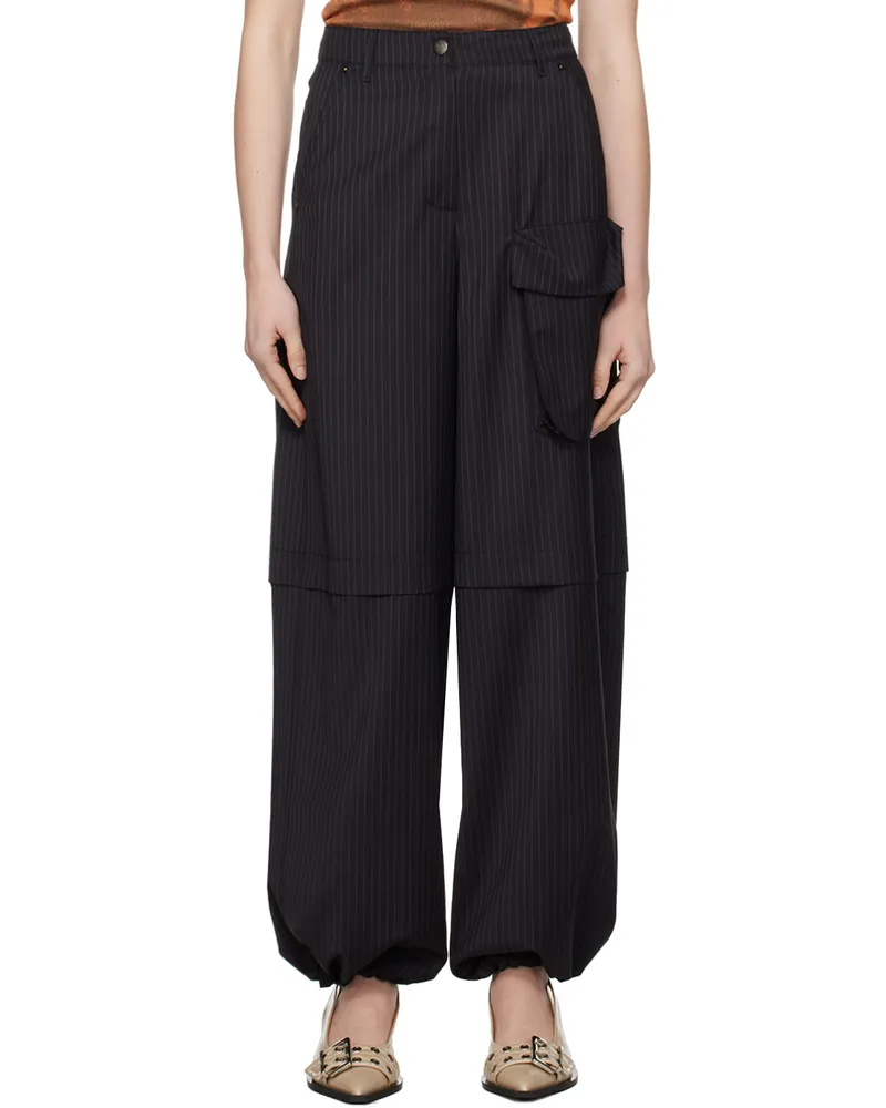 OPEN YY Black Pinstripe Pants Navy