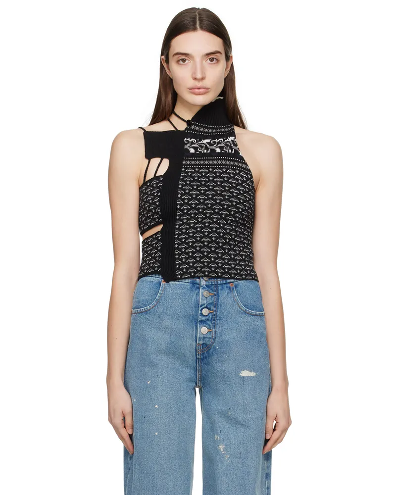 Maison Margiela Black Asymmetric Tank Top 002j