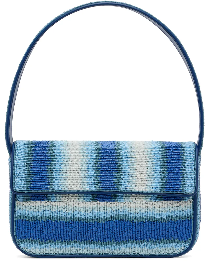 STAUD Blue Tommy Beaded Bag Ride