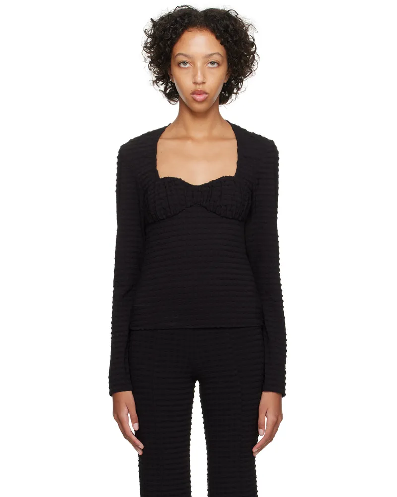 Ganni Black Sweetheart Blouse 099