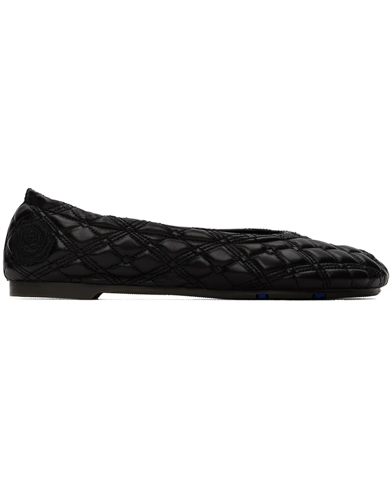 Burberry Black Leather Sadler Ballerina Flats Black
