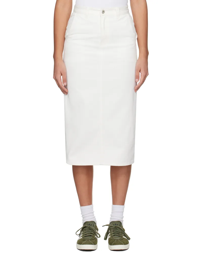 Nothing Written White H-Line Denim Midi Skirt White