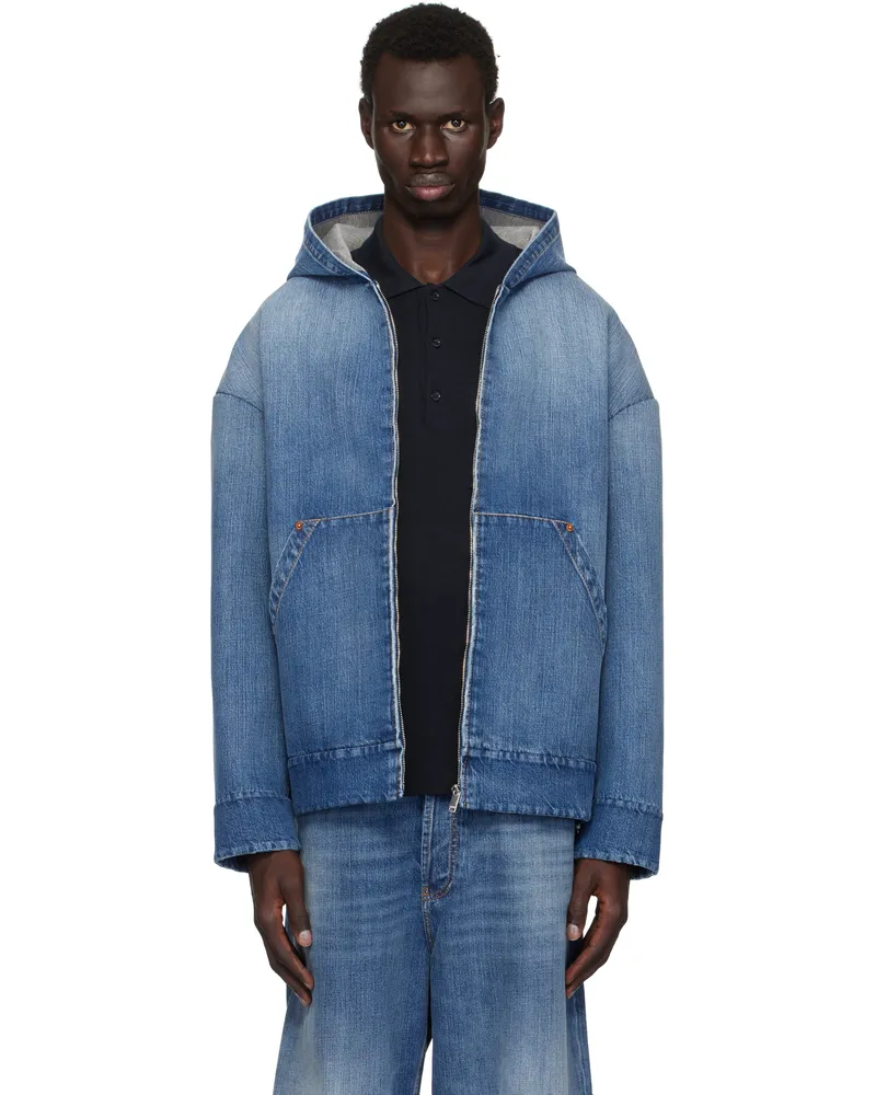 Valentino Garavani Blue Oversized Denim Hoodie 558