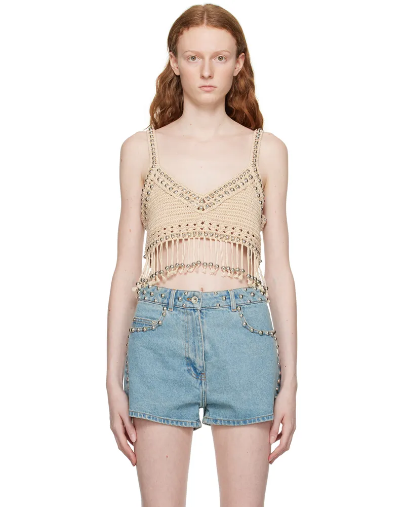Paco Rabanne Beige Fringe Tank Top P253