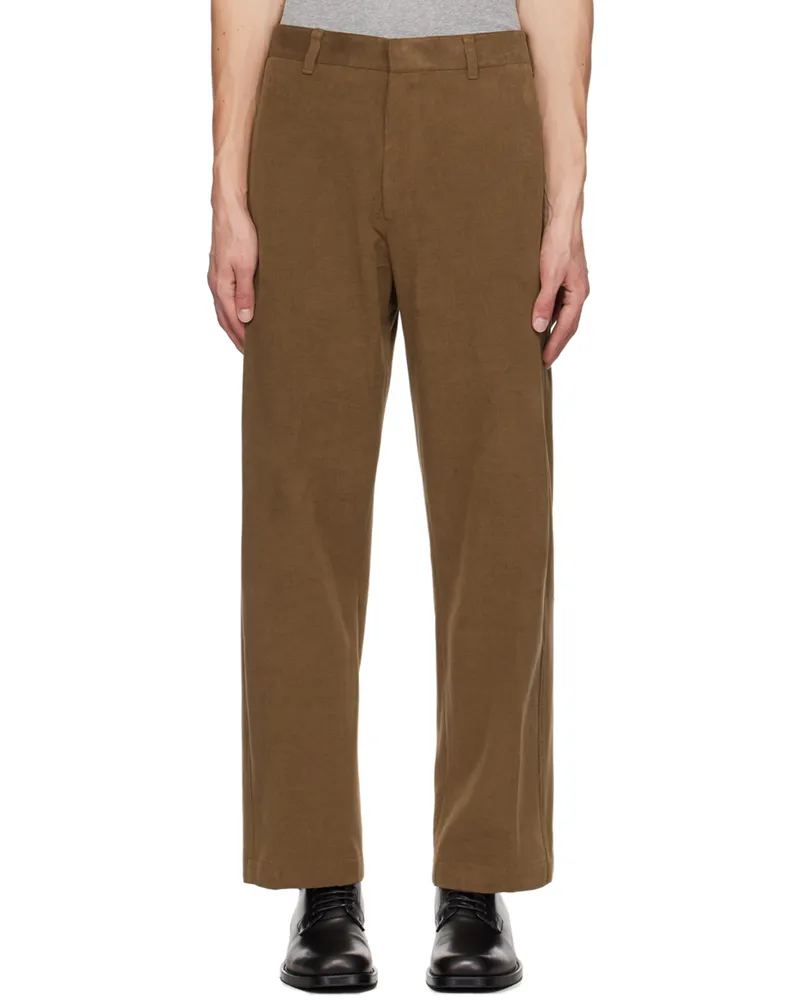 SOLID HOMME Brown Pleated Trousers 412d