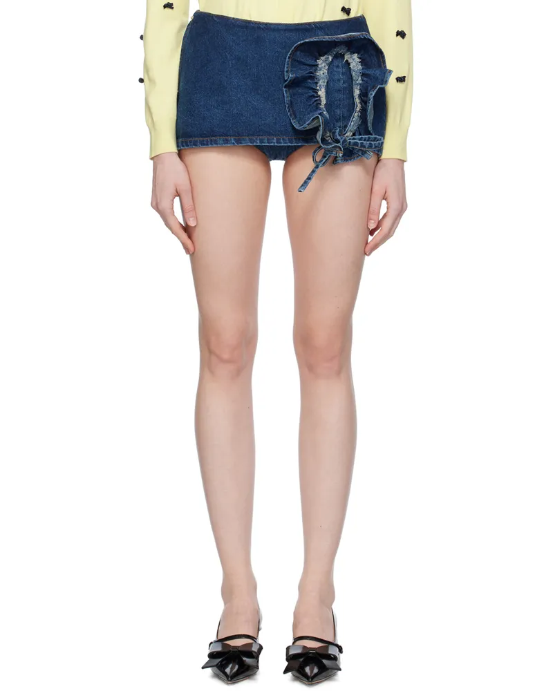 pushBUTTON Blue Micro Denim Skort Blue