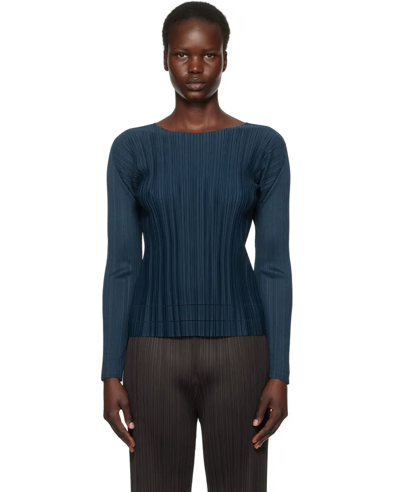 Issey Miyake Navy Soft Pleats Top 79
