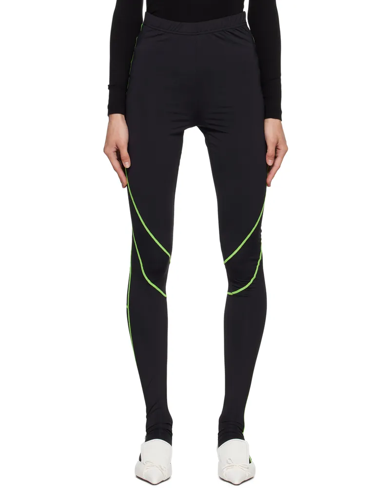 pushBUTTON Black Contrast Stitch Leggings Bk