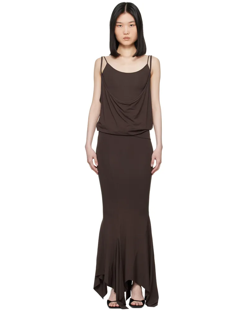 ATTICO Brown Layered Midi Dress 204