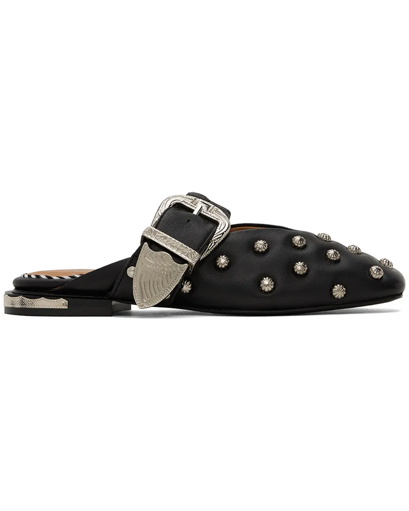 Toga Black Studded Slippers Black