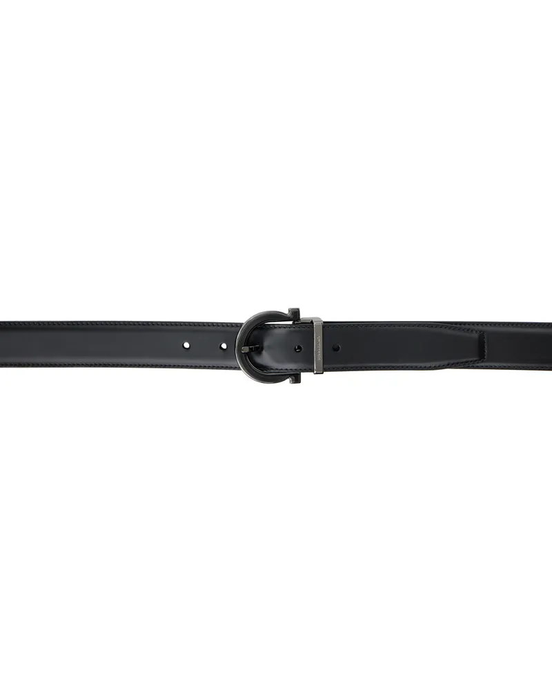 Ferragamo Black & Brown Gancini Reversible Belt Nero