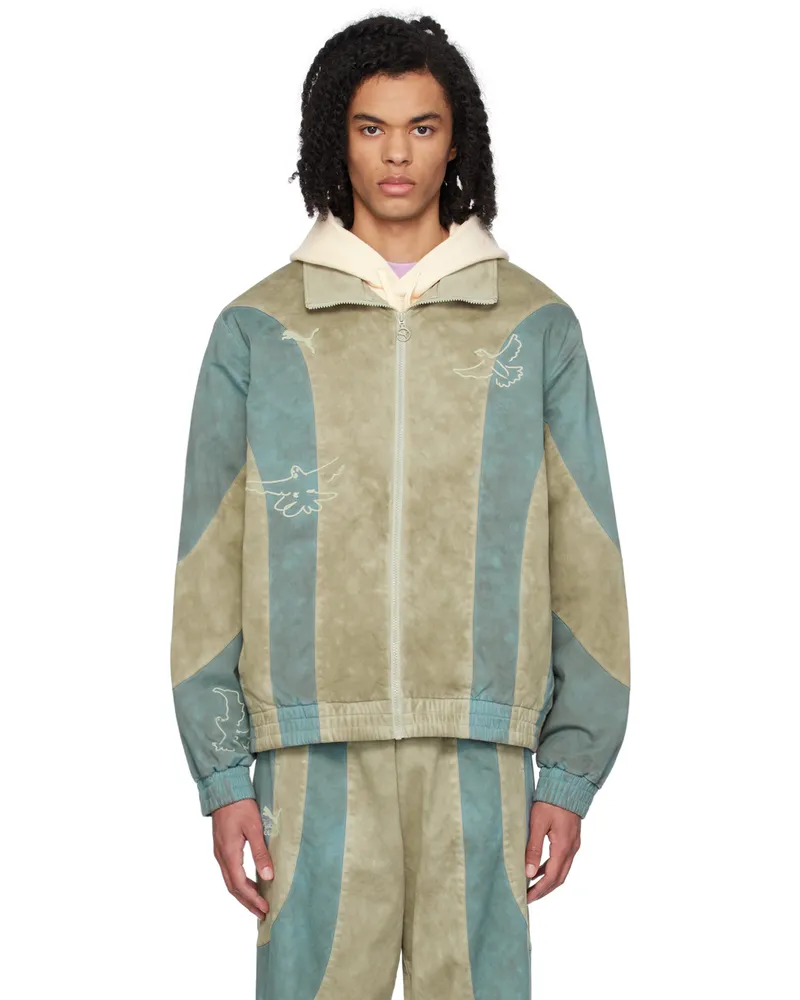 KidSuper Green & Blue Puma Edition Track Jacket Pebble