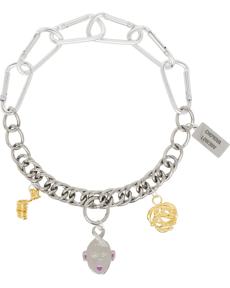 CHOPOVA LOWENA Silver Triple Curl Charm Necklace Silver
