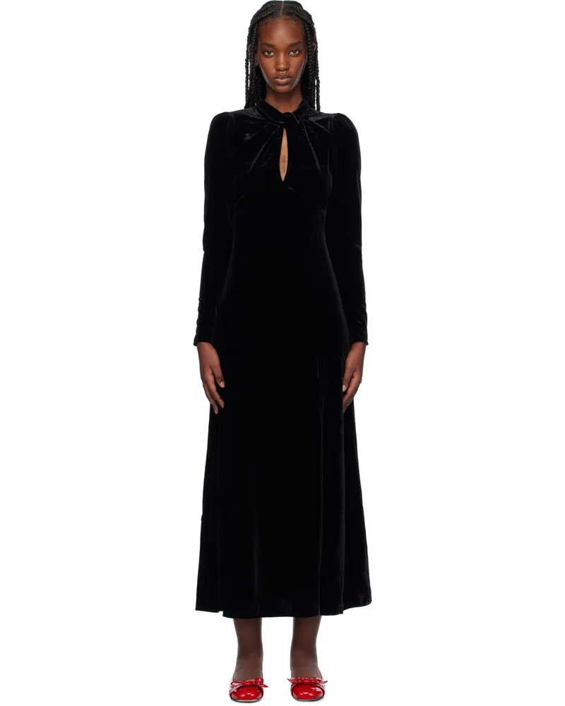 Ganni Black Velvet Maxi Dress 099